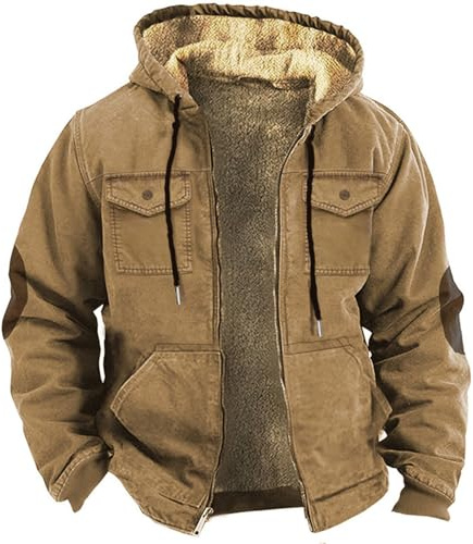 Generisch Veste Bomber Homme Hiver Rembourrée, Veste en Polaire Épaissie en Coton Veste d'Hiver Cargo Patchs Veste de Transition avec Poches et Fermeture Éclair Veste de Bûcheron Oversize Décontractée