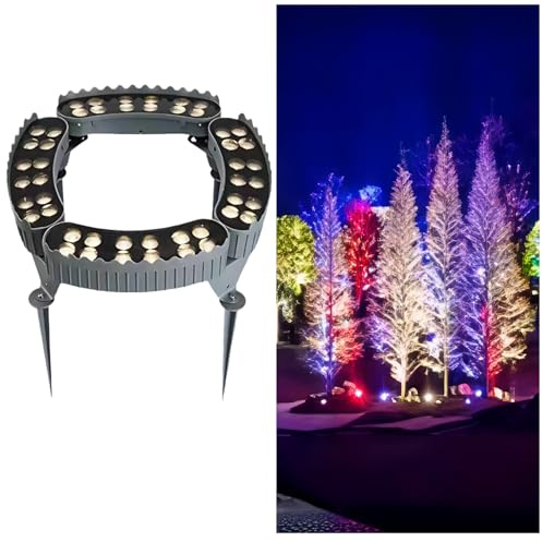 Outdoor Ring Tree Light - AC 24V Colored LED IP65 Waterproof Palm Tree Uplighting with Adjustable Tree Rings, Expandable Interlocking LED Uplighting or Downlight for Trees/Roman Columns(4 pack)