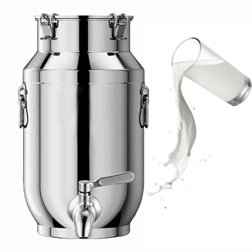 Bidon Inox Pour Huile d Olive 20 Litres Avec Robinet Seau en Inox Avec Couvercle De Transport De Lait De Ferme Bidon De Baratte (capacity, 20liter)