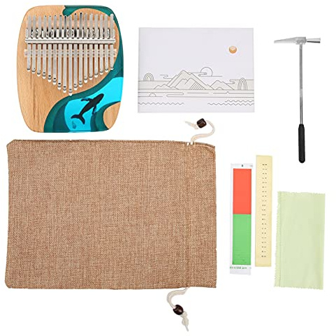 Kalimba Thumb Piano Whale 17 - Tecla, Piano de pulgar de caoba con teclas grabadas, Instrumento de música portátil para principiantes, Incluye martillo de afinación, bolsa de