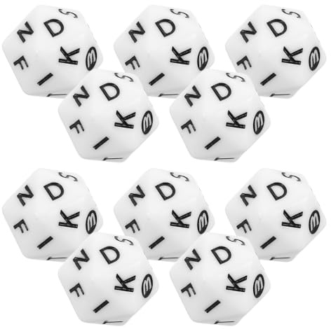 HEMOTON 40 Pezzi Dado Acrilico Bianco a 20 Facce Lettere Dell'alfabeto, per Giochi di Ortografia e Apprendimento Linguistico in Classe o Feste