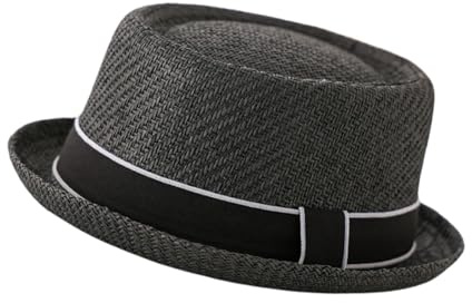 Kovake Chapeau en Paille Pork Pie Homme Femmes - Chapeau de Soleil d'été Respirante Chapeaux Melon Casquettes de Plage Jazz Hat Printemps Ete