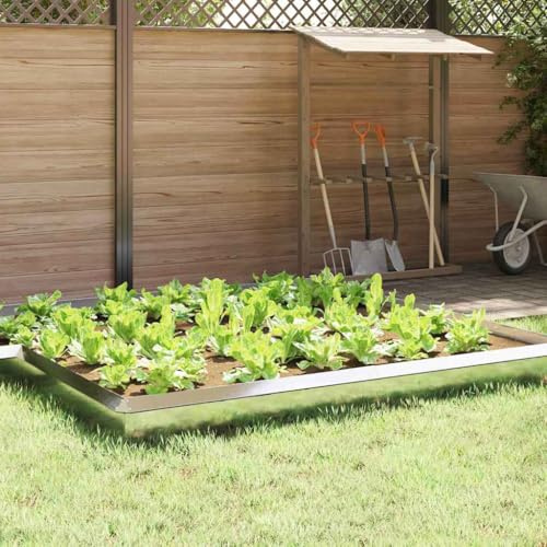 Ordellia Valla de caracol de acero inoxidable plateado 100 x 3,5 x 25 cm como borde de césped para cercado, borde de parterres y jardín contra la barrera de raíces para exteriores
