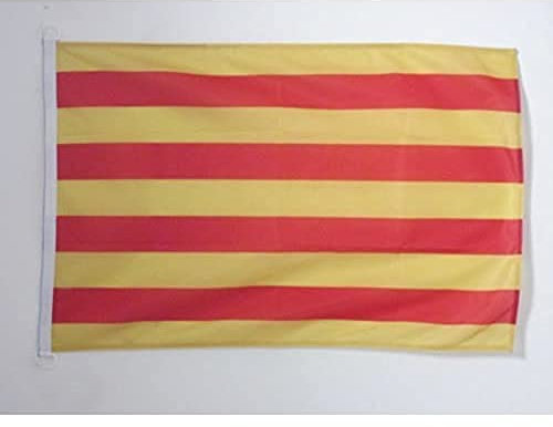 AZ FLAG - Drapeau Catalogne Spécial Extérieur - 90x60 cm - Pavillon Nautique Catalan En Maille Bloquée Avec Anneaux Plastiques Intégrés - 80g