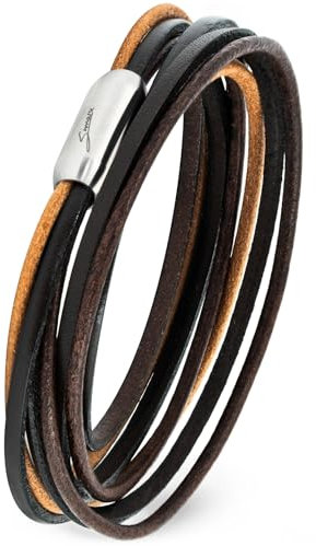 Simaru Designer Lederarmband – Wickelarmband für Herren & Damen aus pflanzlich gegerbtem Leder mit Edelstahl Magnet Verschluss – Made in Germany (braun (Größe S))