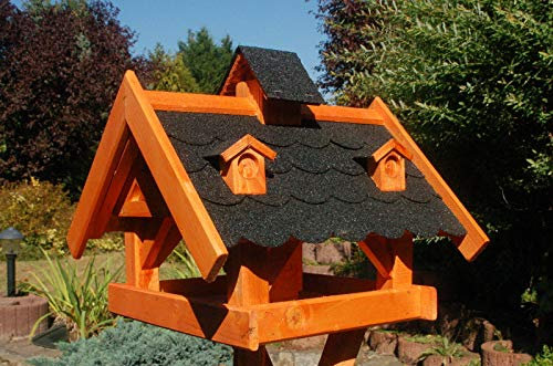 DEKO VERTRIEB BAYERN XXL Luxus Vogelhaus mit/ohne Ständer 145cm Holz Futterhaus Vogelfutterhaus Vogelvilla, Farbe: Dunkel