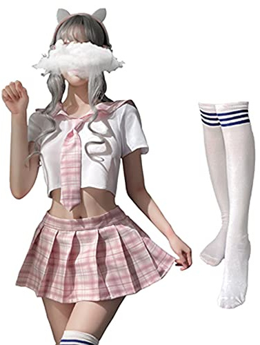 Japansk skolflickskostym, rutig kjol, JK-uniform, cosplay-underkläder, en storlek