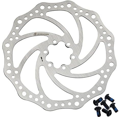 Boenoea Disque de frein de vélo,Rotor de Frein à Disque de Vélo 160mm/180mm/203mm en Acier Inoxydable avec 6 Boulons pour VTT, BMX, Vélo De Route