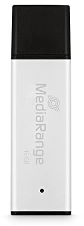 MediaRange Memoria USB 3.0 de Alto Rendimiento de 16 GB - Mini USB Flash Drive con Carcasa de Aluminio, extensión de Memoria Externa con Velocidad de Lectura de hasta 130 MB/s, Color Plateado