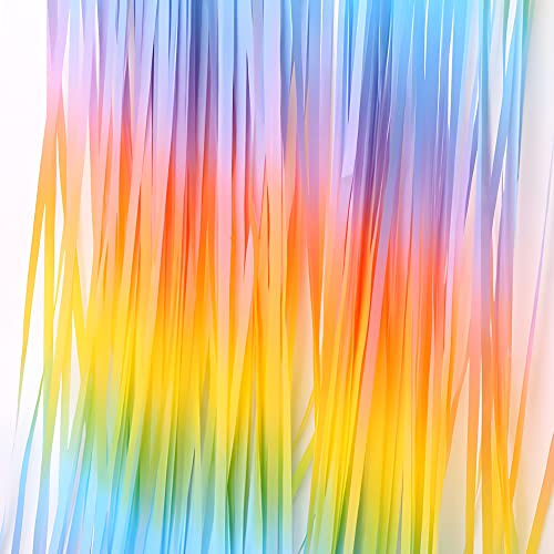 Lametta Vorhang Regenbogen - GREATRIL Kindergeburtstag Party Vorhänge Bunte Foto Hintergrund Wand Luftschlangen Deko für Pride Schulkind Einschulung Rainbow Einhorn Fasching Karneval Dekorations