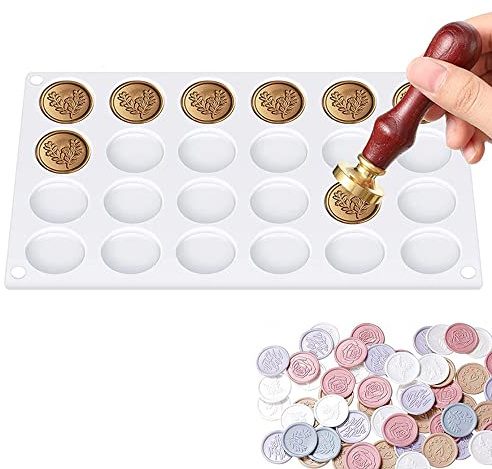 Silicone Mat for Wax Seal Stamp - 24 Cavity Shaping Mold for DIY Craft, Adhesive Waxing, Wedding Invitation Sealing, and Wrapping