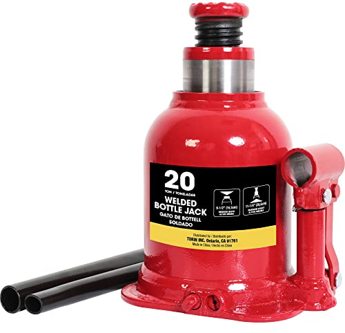 Big RED 20 Ton (40,000 LBs) Torin Welded Hydraulic Stubby Low Profile Bottle Jack, Red, ATH92007AR