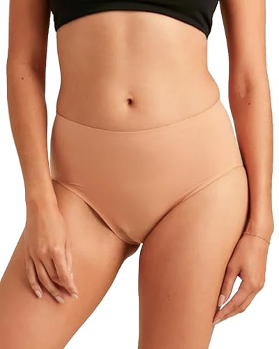 saalt Seamless High Waist Period Underwear - Regular Absorbency - Comfortable, Thin, Keeps You Dry from All Leaks (Large, Smooth Terracotta)
