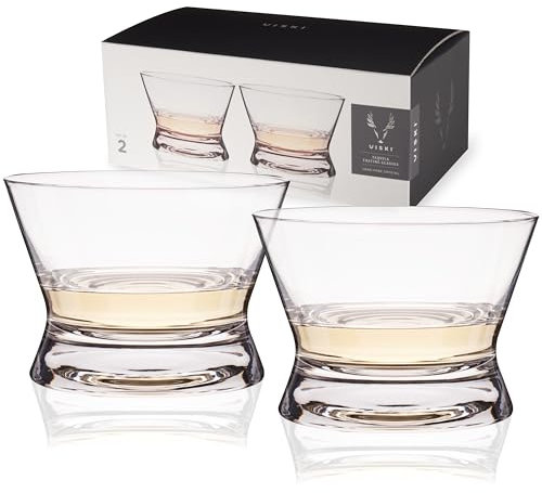 Viski Crystal Tequila Tasting Glasses, Copita Drinking Glasses for Mezcal, Whiskey, Bourbon, or Neat Spirits, Elegant Glassware Set for Home Bar or Cocktail Party, 6 oz, Set of 2