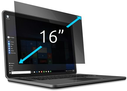 Kensington Blickschutzfilter für 16 Notebooks (16:10), Abnehmbarer 2-Wege-Sichtschutz, Anti-Spy-Bildschirmfolie mit Antireflexbeschichtung & Blaulichtreduzierung, transparent, 628969