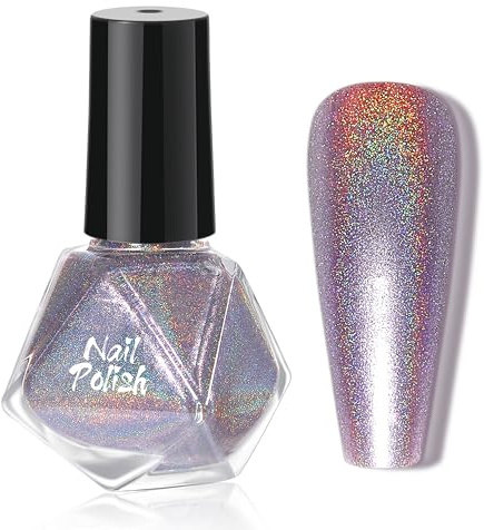 Holografisk laseremalj – 8 ml snabbtorkande glitter shimmer glitter nagellack – glänsande holografisk emalj utan UV-lampa för glänsande nagelkonst (lila)