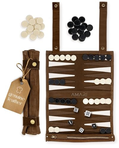 Amari Backgammon Backgammon Travel Travel Travel - Back Gammon, Set di valigie da Backgammon da Viaggio in Pelle