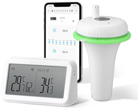 Inkbird Schwimmendes Pool thermometer mit IBS-M2 Wlan Gateway-Kombination, App Steuerung, 9 Kanal für Schwimmbad, Teich