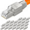 HB-DIGITAL 24x CAT 7 RJ45 Stecker Netzwerkstecker für starre LAN Kabel Verlegekabel Ethernet - werkzeuglos LSA - 10 Gbit/s AWG 22-24 vollgeschirmt STP 50μ vergoldete Kontakte