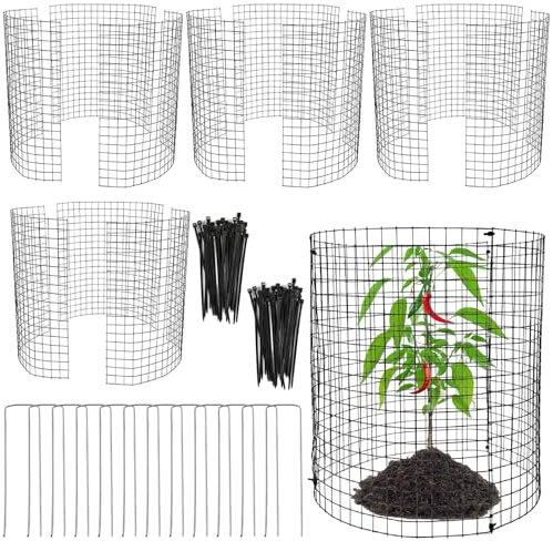YEXEXINM Lot de 3 cloches en fil de fer de 30,5 x 30,5 cm pour protéger les plantes contre les animaux, panier de protection de jardin en métal avec piquets et attache en nylon pour garder le lapin et