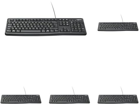 Logitech K120 Teclado con Cable para Windows, USB Plug-and-Play, Tamaño Estándar, Resistente a Las Salpicaduras, Barra de Espacio Curvada, PC y el Portátil, Disposición QWERTY Español - Negro