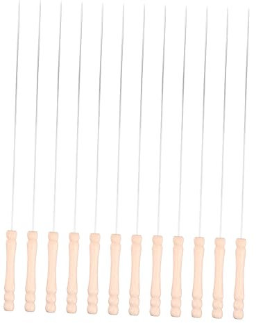 HEMOTON 12pezzi Spiedini Per Barbecue in Bastoncini Lunghi Per Barbecue e Forchette Per Utensili Per Per e Grigliate