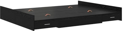 Gecheer Minimalist Storage Bed Frame with Built-in Drawers - Black Oak, 140 x 200 cm Model3335294