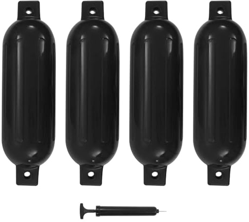 Mangloder båtfender 4 stycken svart 51 x 14 cm PVC hållbart skydd för vattenfartyg perfekt för ankare, kajak, kanoyacht, gummibåt, fiske, plantering, marina, hamn, krukor, poller