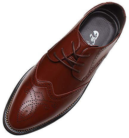 ANUFER Hombres Inteligente Punta Puntiaguda Zapatos de Vestir con Cordones Formal Negocios Boda Brogues