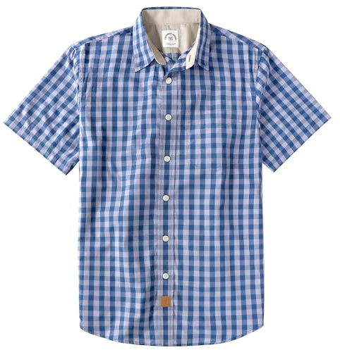 Dubinik® Fritidsskjorta för män kortärmad skjorta herr arbetsskjorta button down skjorta män kortärmad bomull normal passform, Ljusgrå marin, 3XL