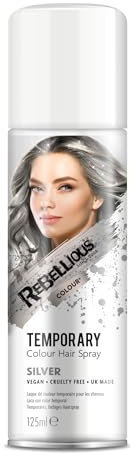 Hair Colour Spray 125ml temporary hair colour spray made in UK - ultimate coloured hair spray wash out kids & adults (Silver)