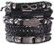 Geflochtenes Lederarmband，5 STÜCKE Geflochtene Leder Armbänder für Herren Damen Punk Seil Armband Manschette Vintage Armbänder Wrap Set, Einstellbar für Männer Frauen.