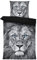 one-home 4 teilig Wende Bettwäsche 135x200 cm Löwe grau Silber schwarz Tiere Mikrofaser