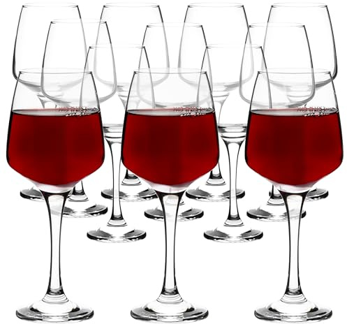 Homiu Large Red Wine Glasses Set of 12 | 400 ML | Crystal Clarity Wine Drinking Glass | Florence Collection | Party Wedding Gift Cocktail | Home Restaurants Kitchen Glassware | Dishwasher Safe