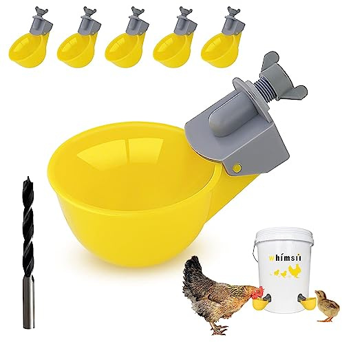 Vasos de Agua para Pollo (Paquete de 6), Bebedero automático para Pollos, Sistema antifugas, Contiene un 50% más de Agua, Adecuado para Pollitos, Pollo, Pato, codorniz y Pavo