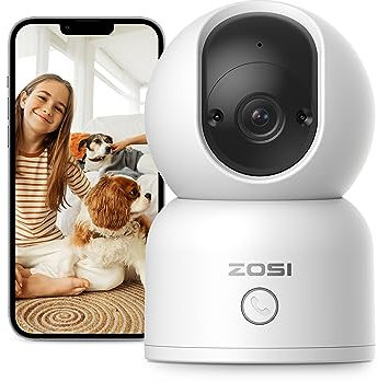 ZOSI C518 2K 3MP Pan/Tilt Security Camera,360° Views Baby/Pet Dog Monitor,2.4G/5G Dual-Band WiFi Indoor Cam with App,Smart Person Detection,2 Way Aud,Cloud & Local Storage,Works with Alexa