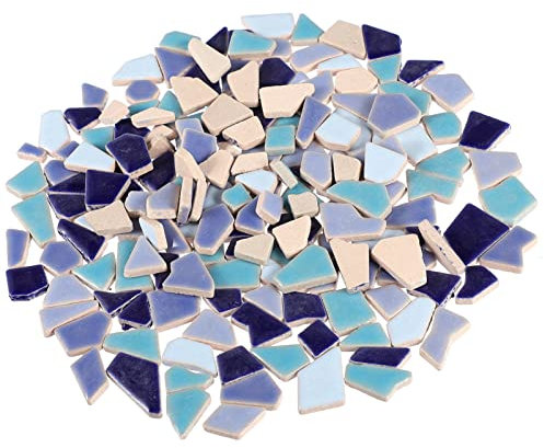 HOMSFOU Circle Vase Ceramics Mosaic Tiles Irregular Broken Porcelain Tiles Tiny Mosaic Tile Crystal Glass Mosaic Pieces for DIY Crafts Plates Picture Frame Flowerpots 200g
