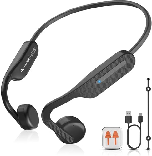 CHENSIVE Bone Conduction Headphones Bluetooth 6.0 Open Ear Headphones Wireless Headphones with Mic 10H Playtime Sports Earphones, IPX6 Waterproof Headset for Running,Cycling, Hiking, Driving