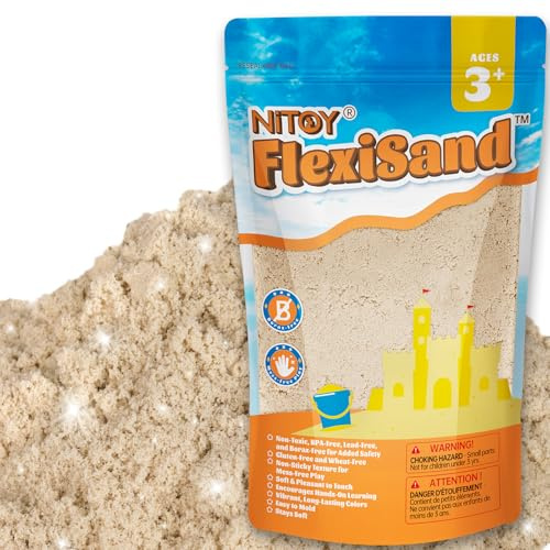 NiToy 1kg Play Sand,FlexiSand für Kinder, Spielsand,Nachfüllpackung für sensorisches Sandkastenspielzeug, ideal für kreatives Indoor-Sandspiel (Beige)