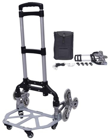 Begoniape Treppensteiger Transportwagen Sackkarre Klappbar Treppenkarre + 1* Elastisches Seil + Schwarze Wasserdichte Canvas Tasche - Höhenverstellbar Griff - Schwerlast Treppensackkarre aus Aluminium