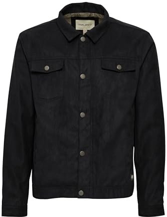 Blend BHJacket Herren Jacke Kunstleder-Jacke Bikerjacke mit Knöpfe Kentkragen Brusttaschen Regular fit, Größe:M, Farbe:Black (194007)