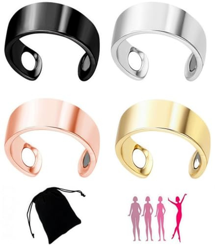 COZERI Lymfdräneringsring 4 stycken justerbara magnetiska ringar för män och kvinnor, terapeutisk magnetisk ring av koppar, magnetiska lymftentgiftningsringar, Koppar, Ej tillämpligt