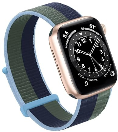 EKSIL För Apple Watch Band 49MM 45MM 44MM 42MM 41MM 40MM 38MM, Dam Herr Sport Nylon Loop Band För IWatch Series Ultra 8 7 6 5 4 3 2 1 SE(Moss green,38/40/41mm)