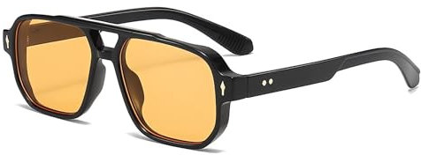 DabbOo Lunette Aviateur Homme Lunettes de Soleil Rétro Tendance Hommes Femmes Lunettes de Soleil à Monture Carrée et Double Pont Convient aux Voyages en Voiture Lors de Fêtes sur la Plage