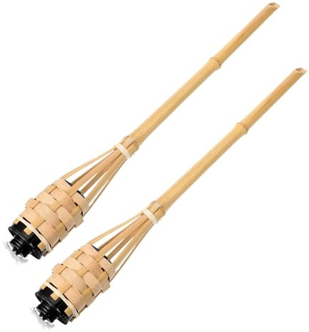 DOITOOL 2pezzi Fiaccole Bambù Per Giardino Torce Decorative Per Feste e Cerimonie Lampade Per Esterni Facili Da Installare e Resistente Illuminazione Calda Per Spazi Esterni