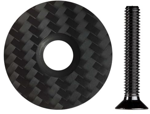 Yerleomit Tappo per manubrio in carbonio con vite in titanio, per bicicletta, mountain bike, bici da corsa, colore nero opaco