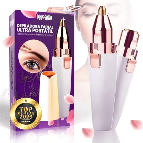 KRUGGALOO® SUPER Depiladora Facial Mujer y Cejas 2 en 1 PREMIUM | Depiladoras Faciales de ALTA PRECISION | Afeitadora Mujer | Afeitadora Corporal | Depiladora Electrica Mujer |Depiladora Mujer|Blanco