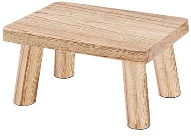 Small Wooden Foot Stool, Plant Stool, Wooden Step Stool, Portable Shoe Changing Stool, Retro Low Stool For Living Room, Bedroom, Office, Study (Light brown)