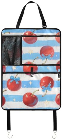 Red Cherry - Protectores de asiento trasero de coche con tablet para guardar el asiento trasero del coche, organizador para niños con bolsillo