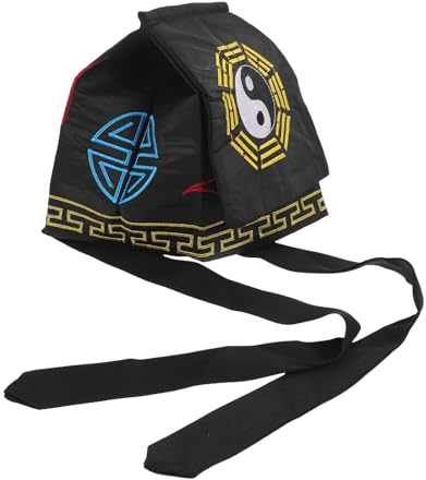 Ciieeo Chapeau Taoïste Noir Chinois pour Déguisement Halloween Style Traditionnel Accessoire de Costume pour Maître Taoïste
